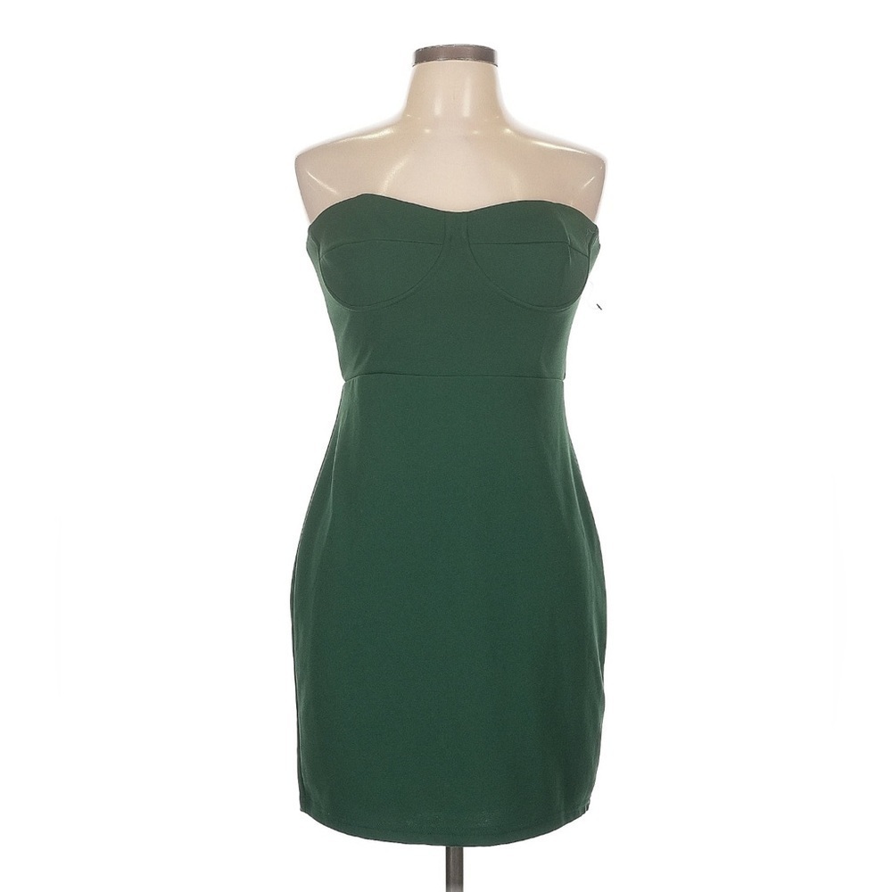 Lulus Message in a Bottle Forest Green Strapless Bodycon Dress Size Large - Picture 2 of 4